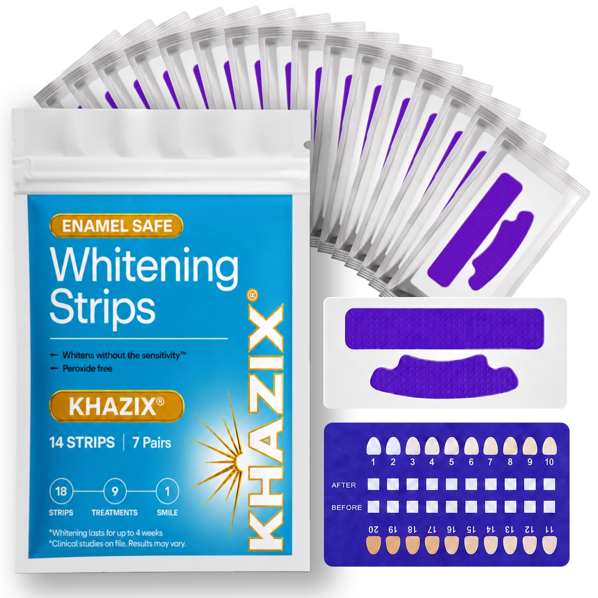 Teeth Whitening Retainer - 7 çift Diş Beyazlatma Şeritleri, Daha